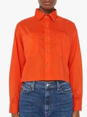 Brand New MOTHER The Loose End Mended Mountains Shirt in red, size XS